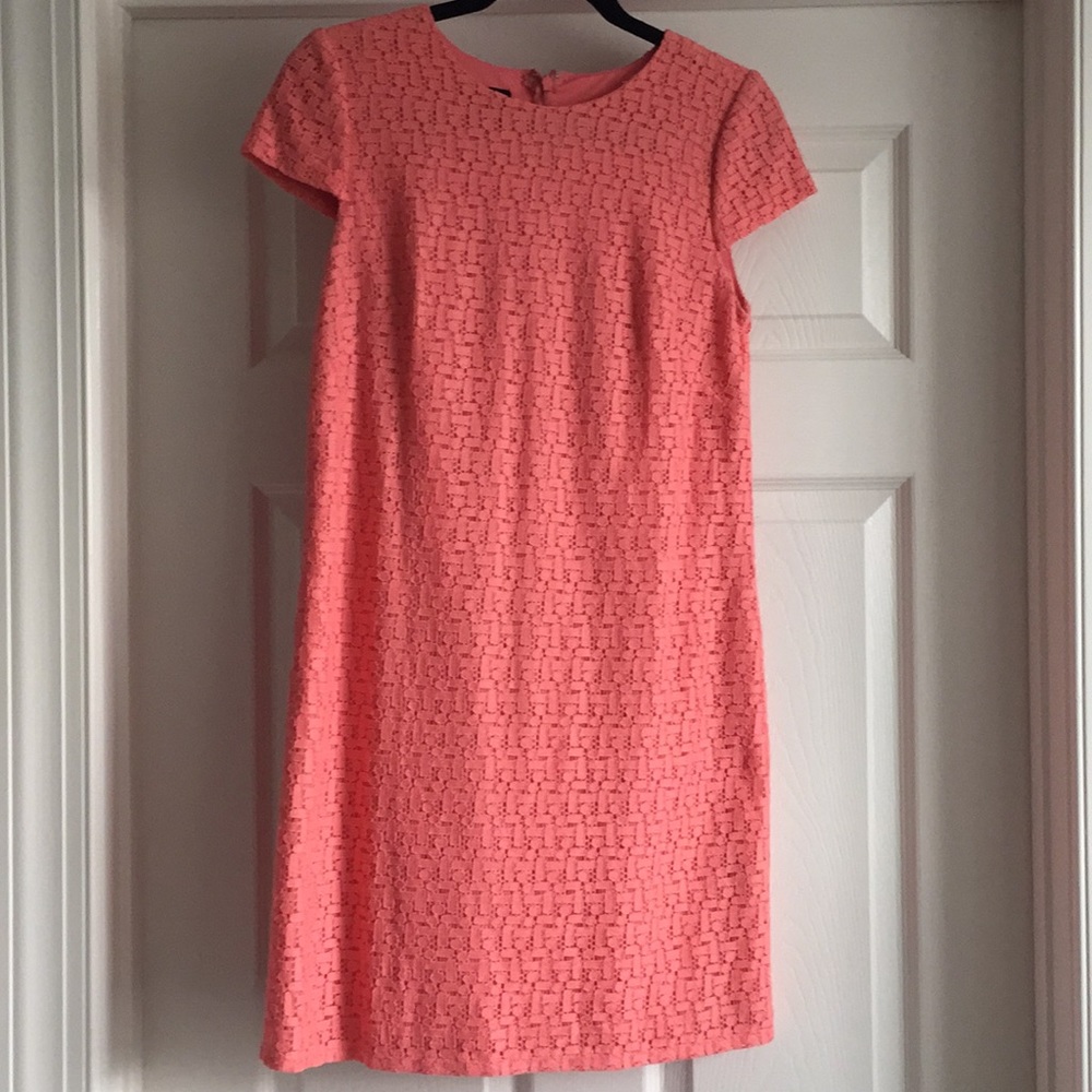 Peach cap sleeve sheath dress